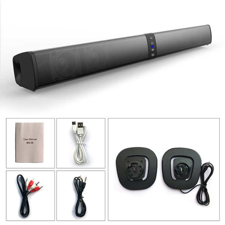 BS-36 20W Multi-Function 3D Stereo Surround Bluetooth Speaker Subwoofer Soundbar(Black) - Desktop Speaker by PMC TechLife | Online Shopping South Africa | PMC TechLife