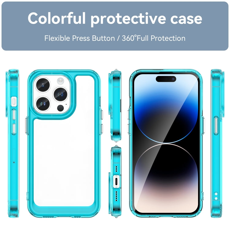 For iPhone 15 Pro Colorful Series Acrylic + TPU Phone Case(Transparent Blue) - iPhone 15 Pro Cases by PMC TechLife | Online Shopping South Africa | PMC TechLife