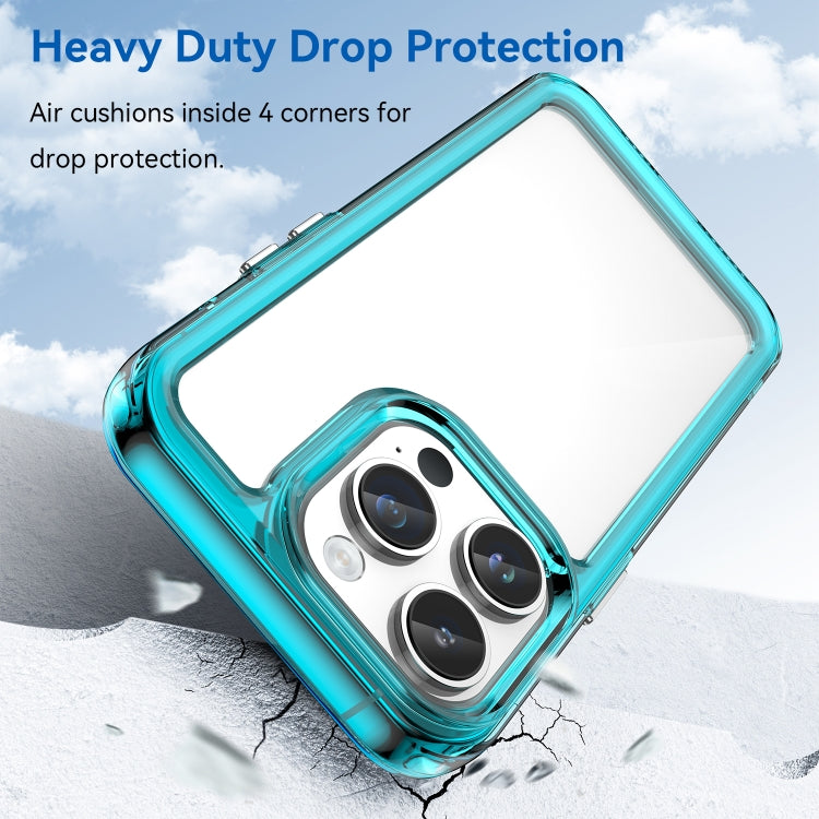 For iPhone 15 Pro Colorful Series Acrylic + TPU Phone Case(Transparent Blue) - iPhone 15 Pro Cases by PMC TechLife | Online Shopping South Africa | PMC TechLife