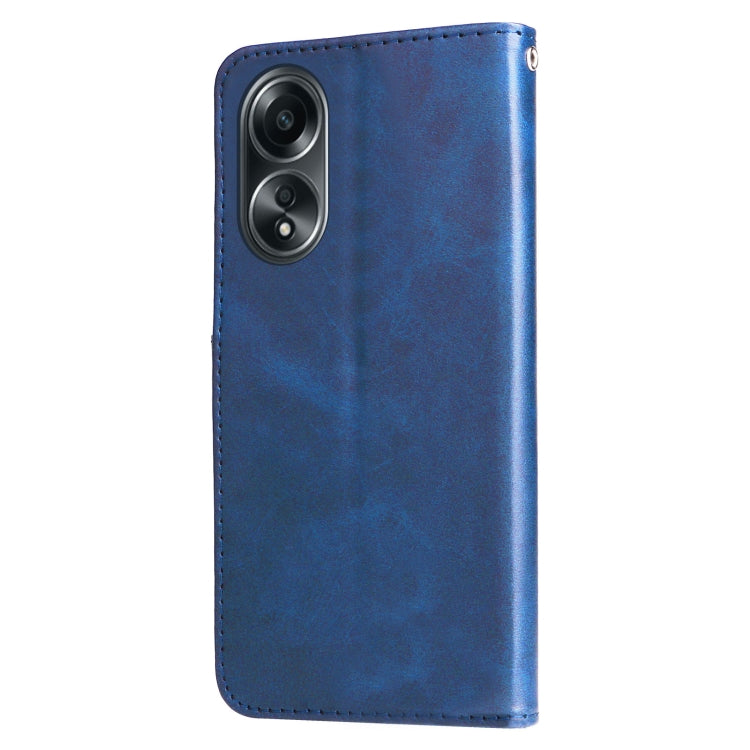 For OPPO A58 4G Fashion Calf Texture Zipper Leather Phone Case(Blue) - OPPO Cases by PMC TechLife | Online Shopping South Africa | PMC TechLife | Buy Now Pay Later Mobicred