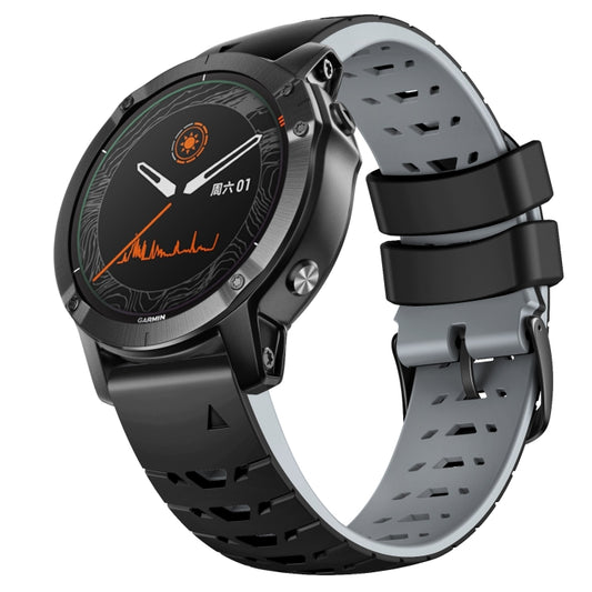 For Garmin Fenix 7 22mm Trapezoidal Quick Release Silicone Watch Band(Black Grey) -  by PMC Jewellery | Online Shopping South Africa | PMC Jewellery