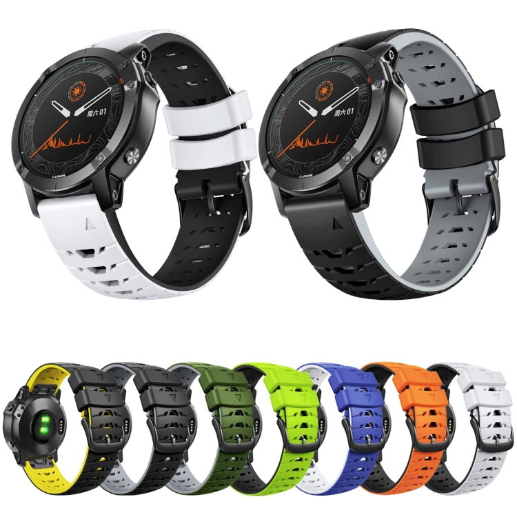 For Garmin Fenix 7 22mm Trapezoidal Quick Release Silicone Watch Band(Green Black) -  by PMC TechLife | Online Shopping South Africa | PMC TechLife