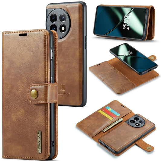 For OnePlus 11 DG.MING Crazy Horse Texture Detachable Magnetic Leather Case(Brown) - OnePlus Cases by DG.MING | Online Shopping South Africa | PMC Jewellery