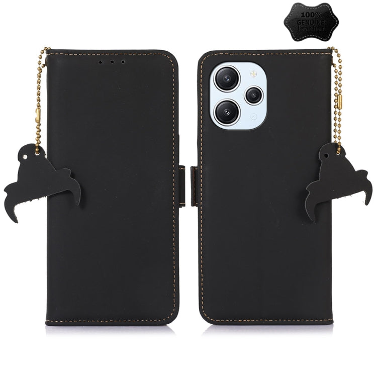 For Xiaomi Redmi 12 Genuine Leather Magnetic RFID Leather Phone Case(Black) - free shipping - PMC TechLife - Order now!