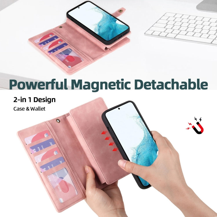 For Samsung Galaxy S20+ Zipper Wallet Detachable MagSafe Leather Phone Case(Pink) - Galaxy Phone Cases by PMC TechLife | Online Shopping South Africa | PMC TechLife