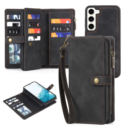 For Samsung Galaxy A50 Zipper Wallet Detachable MagSafe Leather Phone Case(Black) - Galaxy Phone Cases by PMC Jewellery | Online Shopping South Africa | PMC Jewellery