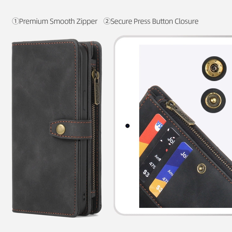 For Samsung Galaxy A50 Zipper Wallet Detachable MagSafe Leather Phone Case(Black) - Galaxy Phone Cases by PMC TechLife | Online Shopping South Africa | PMC TechLife