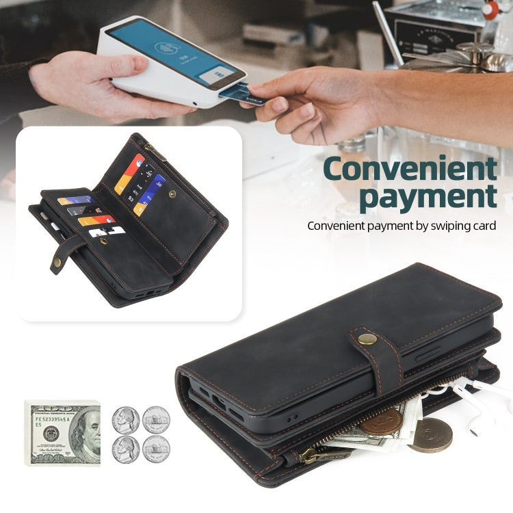 For Samsung Galaxy A70 Zipper Wallet Detachable MagSafe Leather Phone Case(Black) - Galaxy Phone Cases by PMC TechLife | Online Shopping South Africa | PMC TechLife