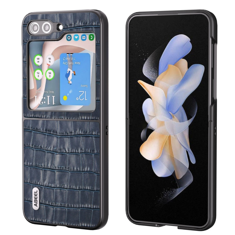 For Samsung Galaxy Z Flip5 ABEEL Crocodile Texture Genuine Leather Phone Case(Blue) - free shipping - PMC TechLife - Order now!