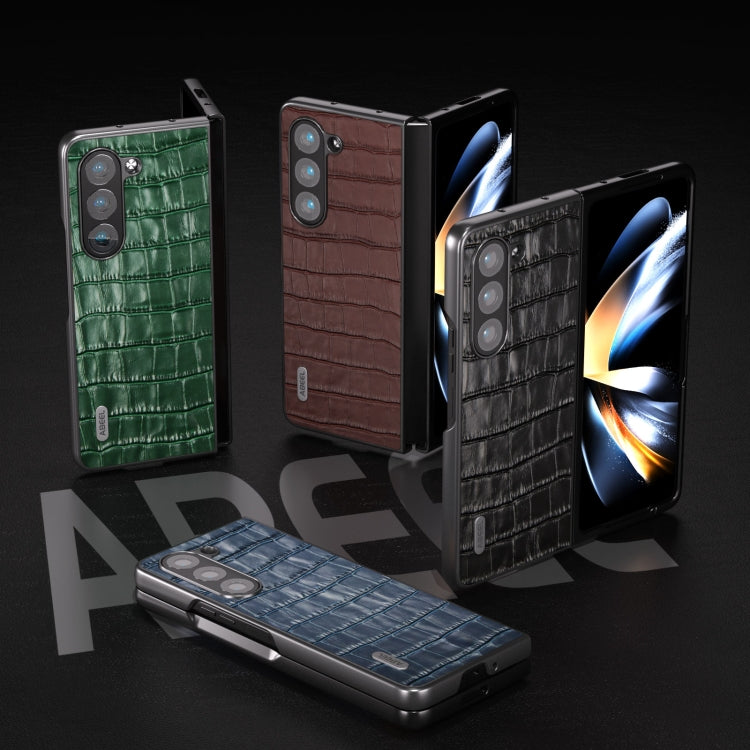 For Samsung Galaxy Z Fold5 ABEEL Crocodile Texture Genuine Leather Phone Case(Black) - free shipping - PMC TechLife - Order now!