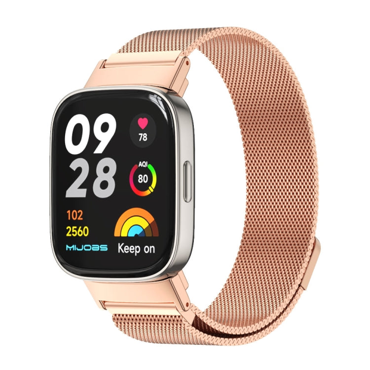 For Redmi Watch 3 Mijobs Milan Magnetic Metal Watch Band(Rose Gold) -  by MIJOBS | Online Shopping South Africa | PMC Jewellery