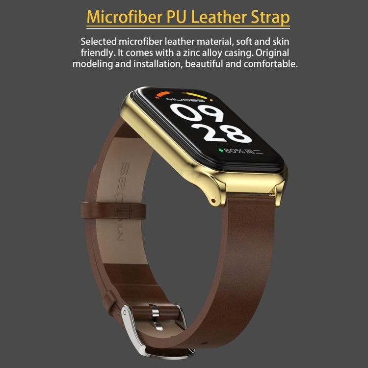 For Xiaomi Smart Band 8 Active / Redmi Band 2 Mijobs Metal Shell Microfiber PU Leather Watch Band(Red Silver) - Watch Bands by MIJOBS | Online Shopping South Africa | PMC TechLife | Buy Now Pay Later Mobicred