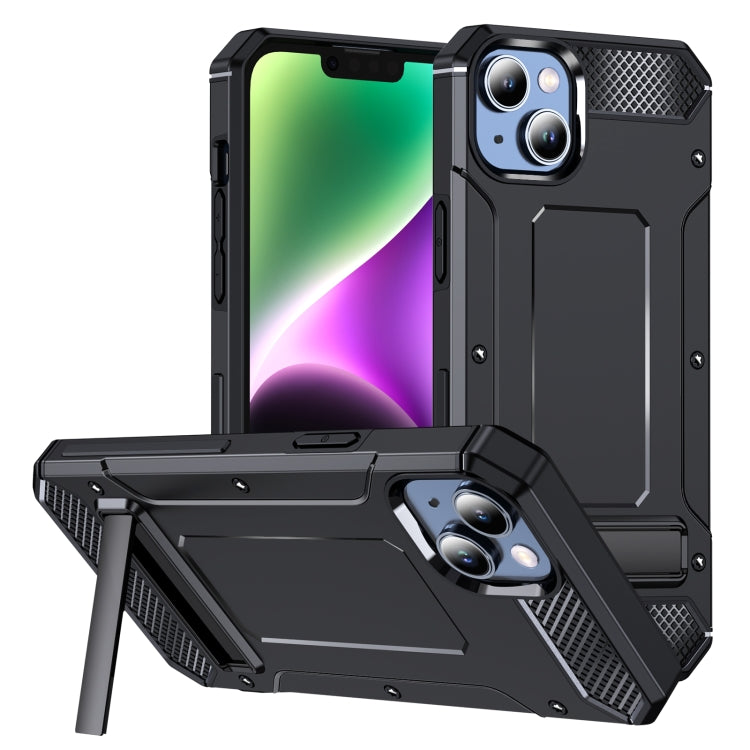 For iPhone 15 Matte Holder Phone Case(Black) - iPhone 15 Cases by PMC TechLife | Online Shopping South Africa | PMC TechLife | Buy Now Pay Later Mobicred