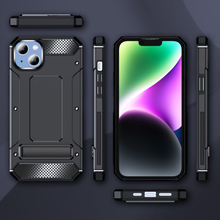 For iPhone 15 Matte Holder Phone Case(Black) - iPhone 15 Cases by PMC TechLife | Online Shopping South Africa | PMC TechLife | Buy Now Pay Later Mobicred