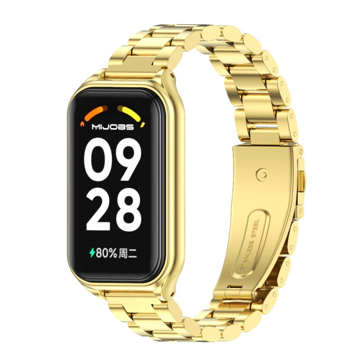For Xiaomi Smart Band 8 Active / Redmi Band 2 Mijobs Metal Shell + Three-Bead Stainless Steel Watch Band(Gold) - free shipping - PMC TechLife - Order now!