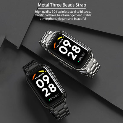 For Redmi Band 2 Mijobs Metal Shell + Three-Bead Stainless Steel Watch Band(Silver) -  by MIJOBS | Online Shopping South Africa | PMC Jewellery