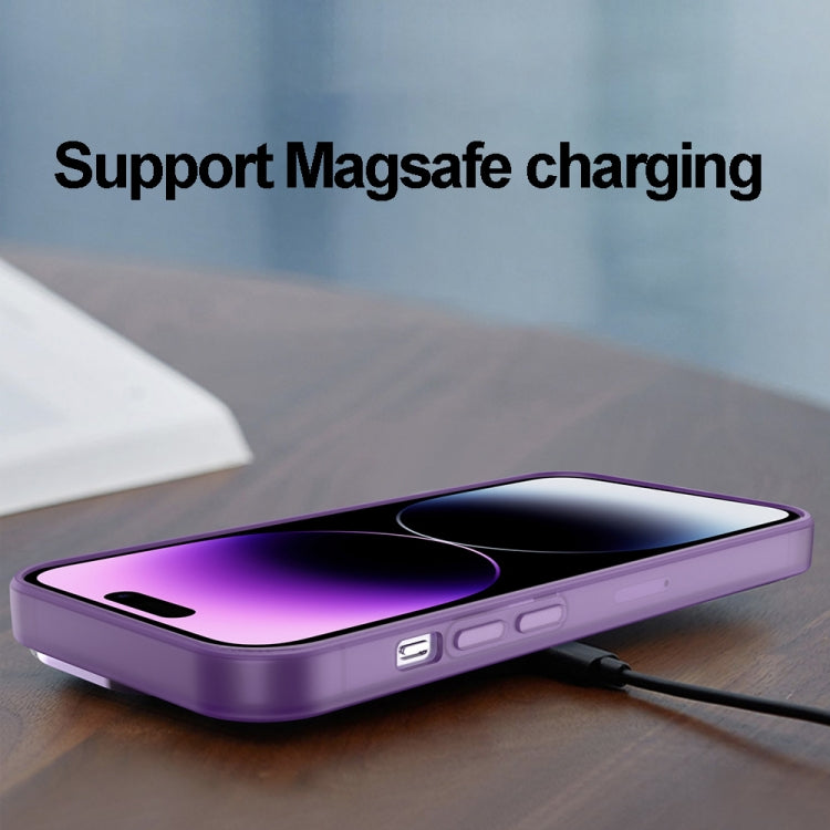 For iPhone 13 Pro Max Invisible Lens Bracket Matte Transparent Phone Case(Purple) - iPhone 13 Pro Max Cases by PMC TechLife | Online Shopping South Africa | PMC TechLife