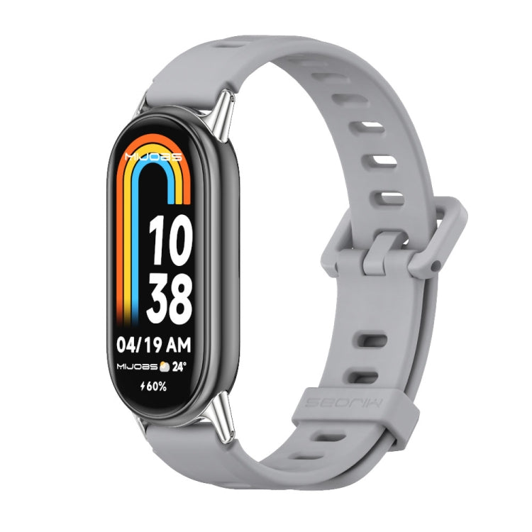 For Xiaomi Mi Band 8 Mijobs Flat Hole Breathable Silicone Watch Band(Grey+Silver) -  by MIJOBS | Online Shopping South Africa | PMC Jewellery