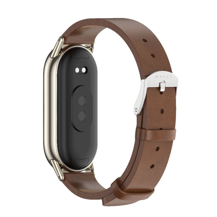 For Xiaomi Mi Band 8 Mijobs Microfiber PU Leather Watch Band(Brown Light Gold) -  by MIJOBS | Online Shopping South Africa | PMC Jewellery