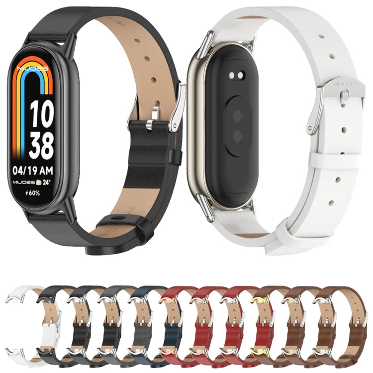 For Xiaomi Smart Band 10 / 9 / 8 Mijobs Microfiber PU Leather Watch Band(Brown Light Gold) - free shipping - PMC TechLife - Order now!