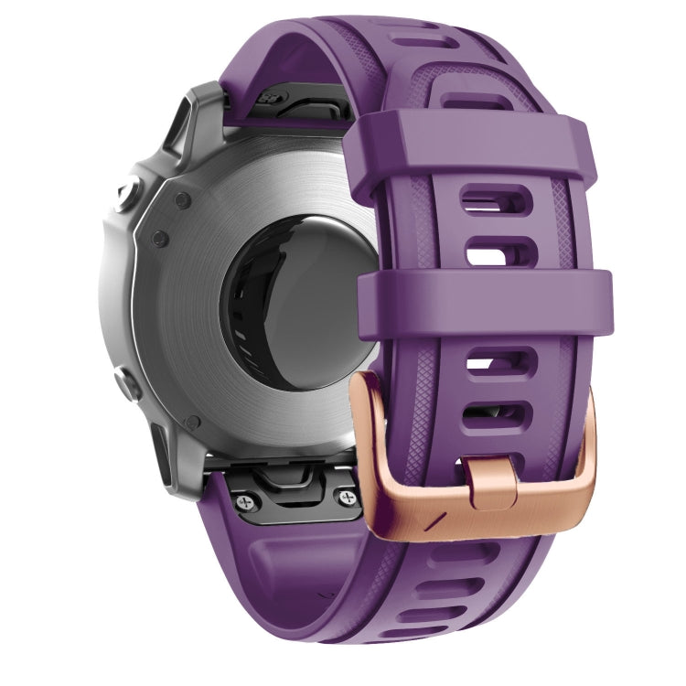 For Garmin Fenix 7S / 6S Pro / 5S Plus 20mm Rose Gold Buckle Silicone Watch Band(Purple) - Watch Bands by PMC Jewellery | Online Shopping South Africa | PMC Jewellery