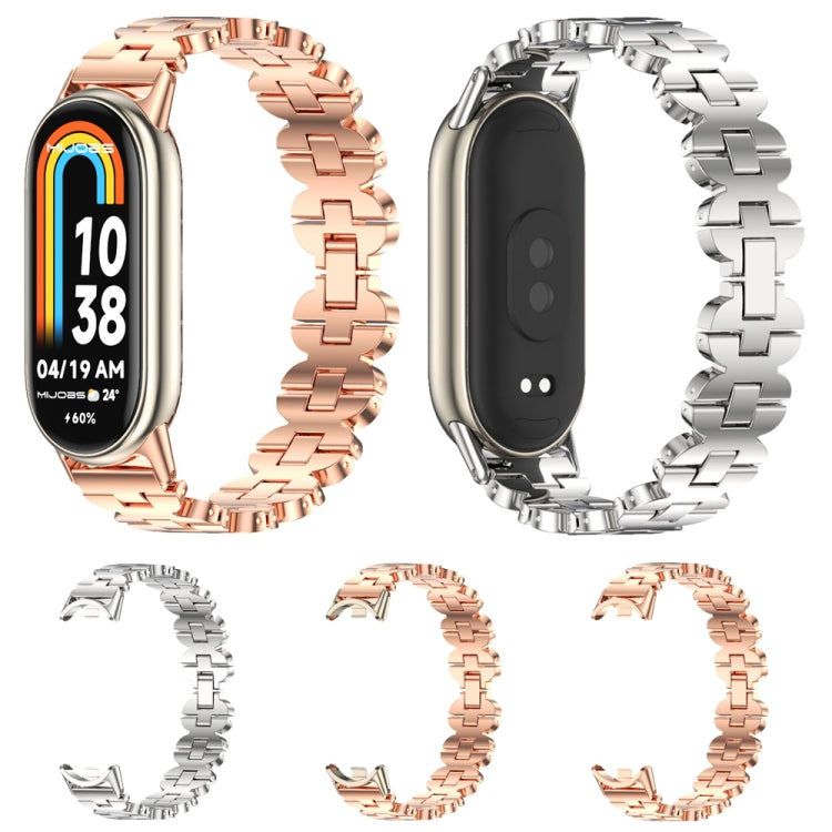 For Xiaomi Mi Band 8 / 9 / 9 NFC Mijobs Bone Chain Stainless Steel Watch Band(Rose Gold+Light Gold) - Watch Bands by MIJOBS | Online Shopping South Africa | PMC Jewellery | Buy Now Pay Later Mobicred