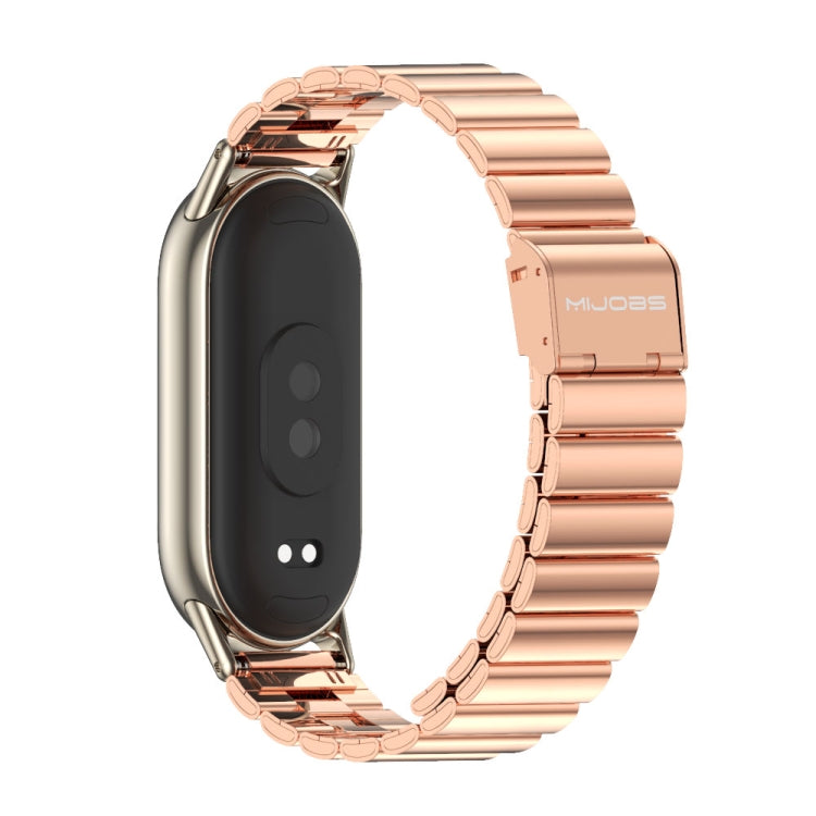 For Xiaomi Mi Band 8 Mijobs Bamboo Buckle Stainless Steel Watch Band(Rose Gold+Light Gold) -  by MIJOBS | Online Shopping South Africa | PMC Jewellery