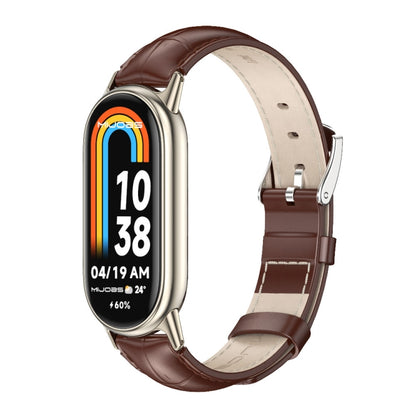 For Xiaomi Mi Band 8 Mijobs Genuine Leather Watch Band(Bamboo Coffee Light Gold) -  by MIJOBS | Online Shopping South Africa | PMC Jewellery
