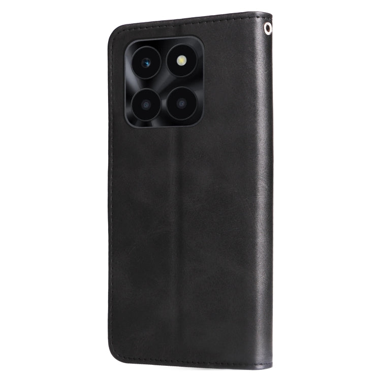 For Honor X6a Calf Texture Zipper Leather Phone Case(Black) - Honor Cases by PMC TechLife | Online Shopping South Africa | PMC TechLife | Buy Now Pay Later Mobicred