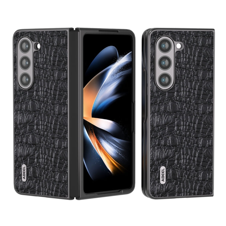 For Samsung Galaxy Z Fold5 ABEEL Genuine Leather Sky Series Black Edge Phone Case(Black) - free shipping - PMC TechLife - Order now!