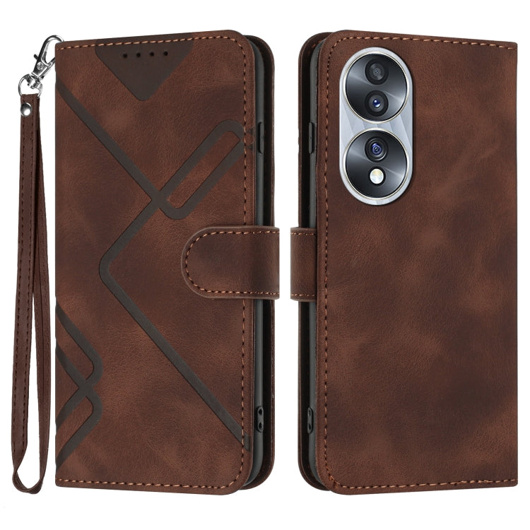 For Honor 70 Line Pattern Skin Feel Leather Phone Case(Coffee) - Honor Cases by PMC Jewellery | Online Shopping South Africa | PMC Jewellery