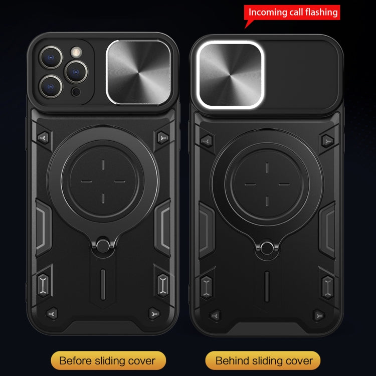 For iPhone 12 Pro CD Texture Sliding Camshield Magnetic Holder Phone Case(Black) - free shipping - PMC TechLife - Order now!