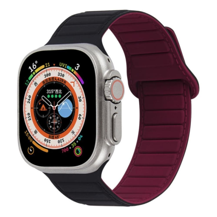 For Apple Watch 7 41mm Loop Magnetic Silicone Watch Band(Black Wine Red) - Watch Bands by PMC TechLife | Online Shopping South Africa | PMC TechLife