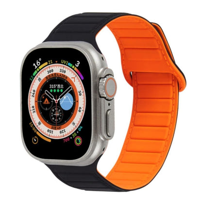 For Apple Watch SE 40mm Loop Magnetic Silicone Watch Band(Black Orange) - Watch Bands by PMC Jewellery | Online Shopping South Africa | PMC Jewellery