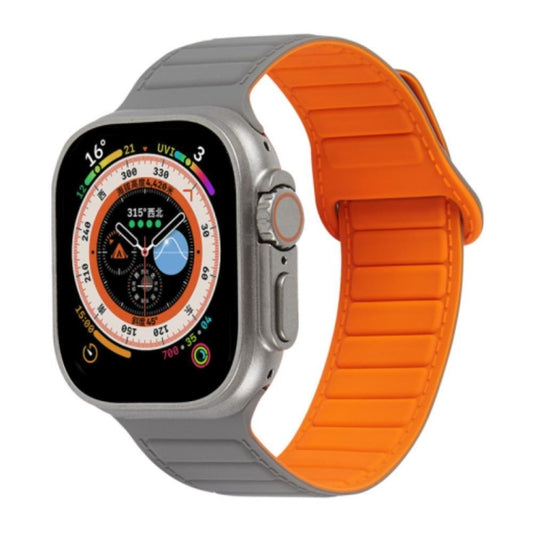 For Apple Watch SE 40mm Loop Magnetic Silicone Watch Band(Grey Orange) - Watch Bands by PMC Jewellery | Online Shopping South Africa | PMC Jewellery