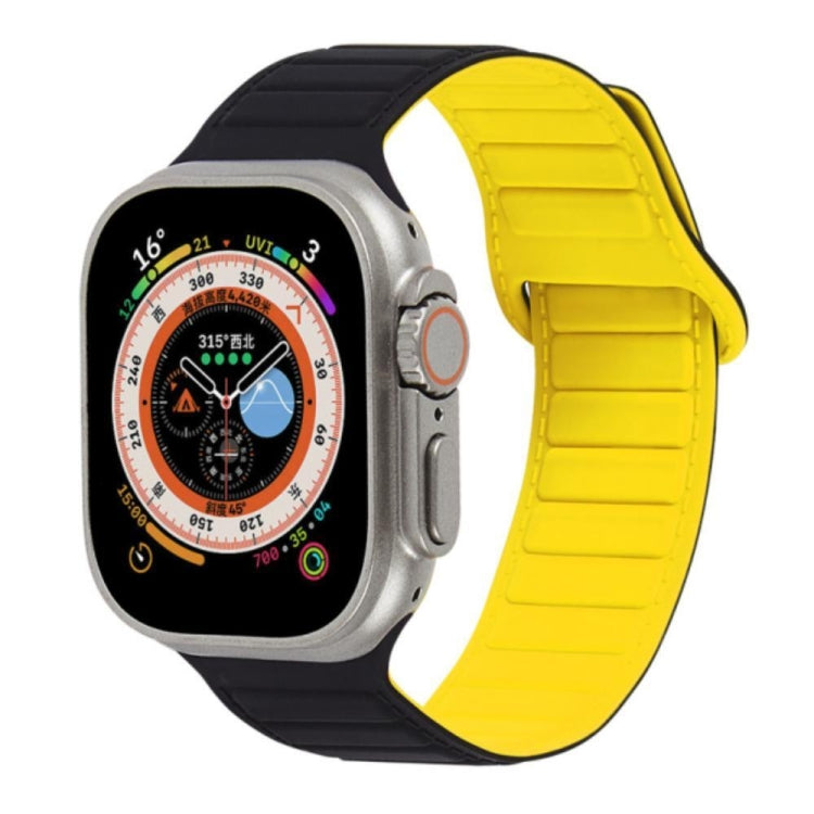 For Apple Watch 5 40mm Loop Magnetic Silicone Watch Band(Black Yellow) - Watch Bands by PMC TechLife | Online Shopping South Africa | PMC TechLife