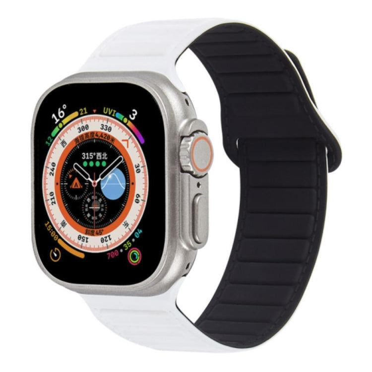 For Apple Watch 3 42mm Loop Magnetic Silicone Watch Band(White Black) - Watch Bands by PMC Jewellery | Online Shopping South Africa | PMC Jewellery