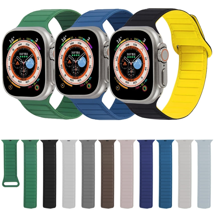 For Apple Watch 7 45mm Loop Magnetic Silicone Watch Band(Grey Orange) - Watch Bands by PMC Jewellery | Online Shopping South Africa | PMC Jewellery