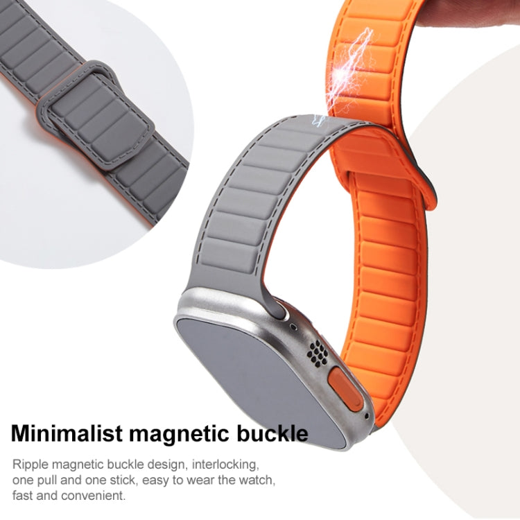 For Apple Watch 3 42mm Loop Magnetic Silicone Watch Band(Black Yellow) - Watch Bands by PMC Jewellery | Online Shopping South Africa | PMC Jewellery