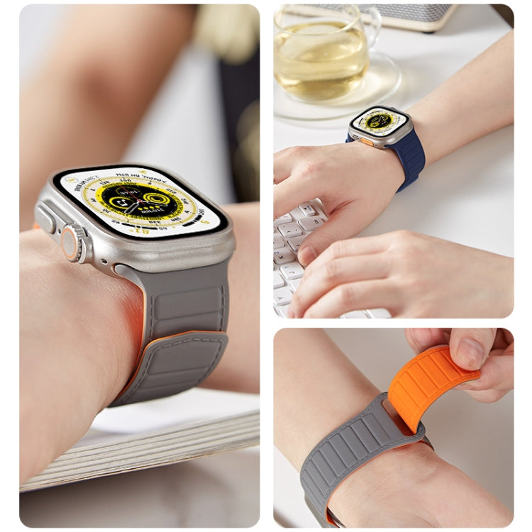 For Apple Watch 8 45mm  Loop Magnetic Silicone Watch Band(Black Yellow) - Watch Bands by PMC Jewellery | Online Shopping South Africa | PMC Jewellery