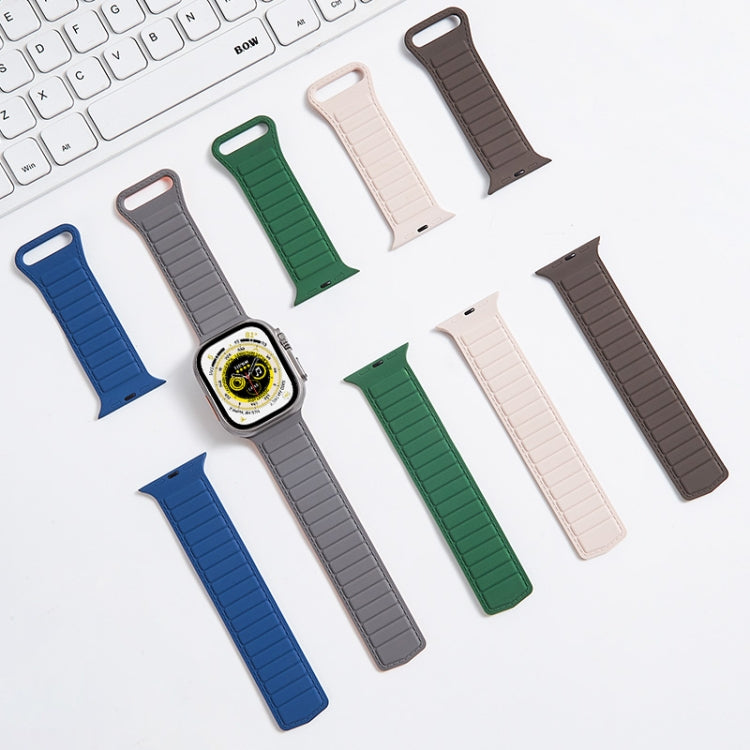 For Apple Watch SE 40mm Loop Magnetic Silicone Watch Band(Grey Orange) - Watch Bands by PMC Jewellery | Online Shopping South Africa | PMC Jewellery