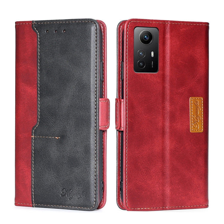 For Xiaomi Redmi Note 12S 4G Contrast Color Side Buckle Leather Phone Case(Red + Black) - free shipping - PMC TechLife - Order now!