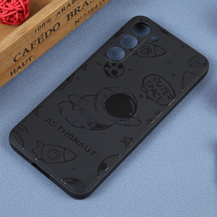 For Samsung Galaxy S21 Ultra 5G Astronaut Pattern Silicone Straight Edge Phone Case(Flying Astronaut-Black) - free shipping - PMC TechLife - Order now!