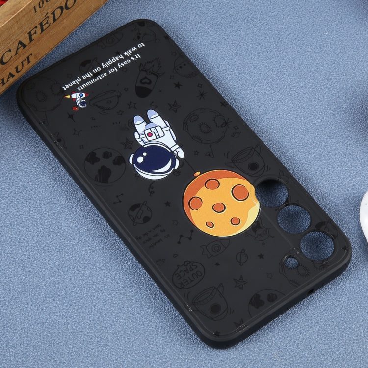 For Samsung Galaxy A72 5G / 4G Astronaut Pattern Silicone Straight Edge Phone Case(Planet Landing-Black) - free shipping - PMC TechLife - Order now!