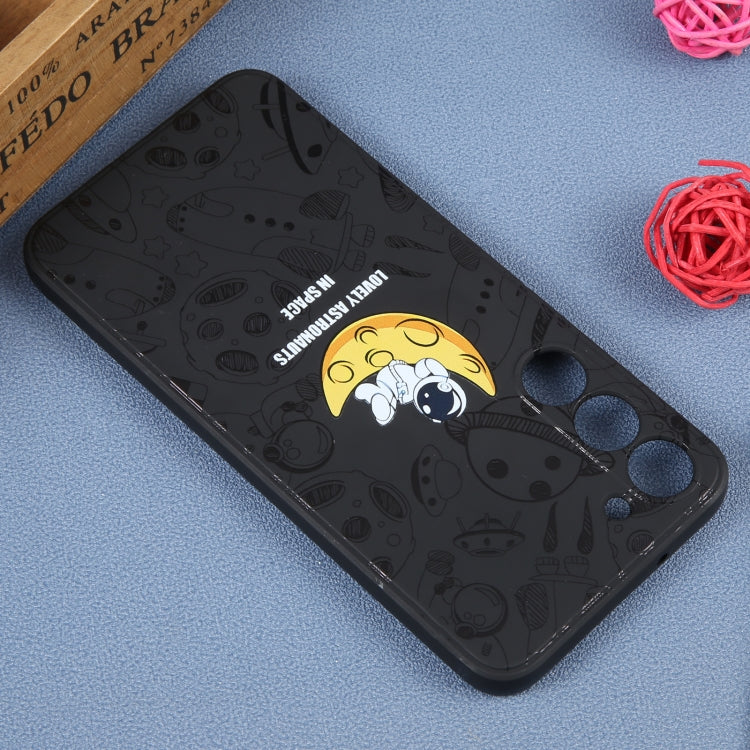 For Samsung Galaxy A50 Astronaut Pattern Silicone Straight Edge Phone Case(Lovely Astronaut-Black) - free shipping - PMC TechLife - Order now!