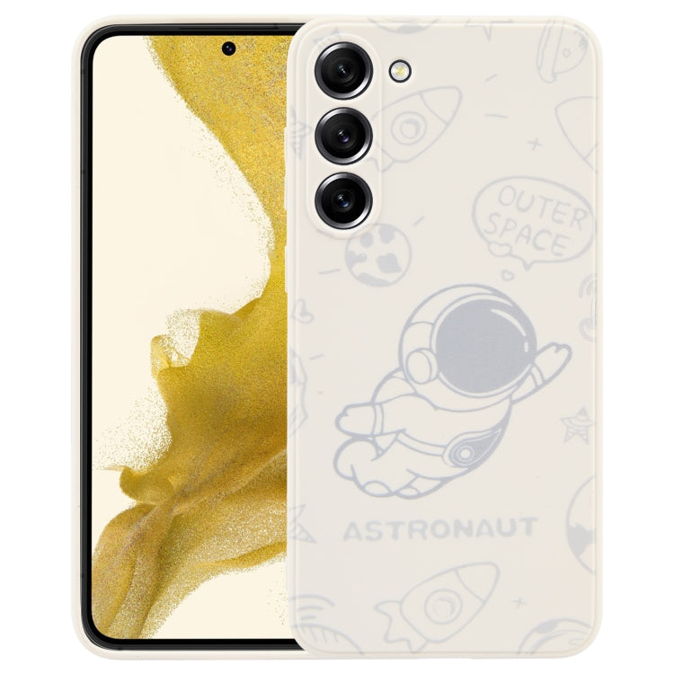 For Samsung Galaxy A22 5G Astronaut Pattern Silicone Straight Edge Phone Case(Flying Astronaut-White) - free shipping - PMC TechLife - Order now!