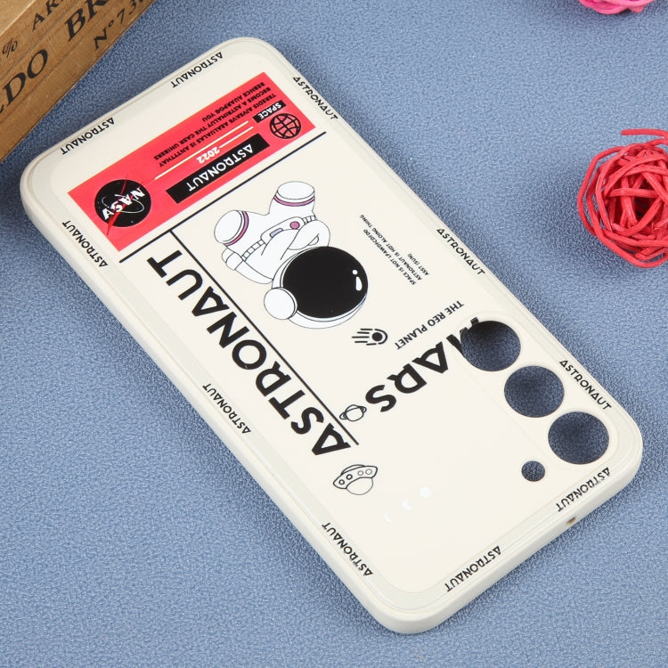For Samsung Galaxy A22 4G Astronaut Pattern Silicone Straight Edge Phone Case(Mars Astronaut-White) - free shipping - PMC TechLife - Order now!