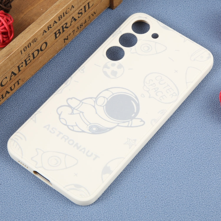 For Samsung Galaxy A12 Astronaut Pattern Silicone Straight Edge Phone Case(Flying Astronaut-White) - free shipping - PMC TechLife - Order now!