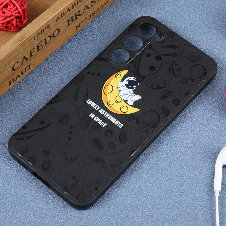 For Samsung Galaxy A03s EU Astronaut Pattern Silicone Straight Edge Phone Case(Lovely Astronaut-Black) - free shipping - PMC TechLife - Order now!