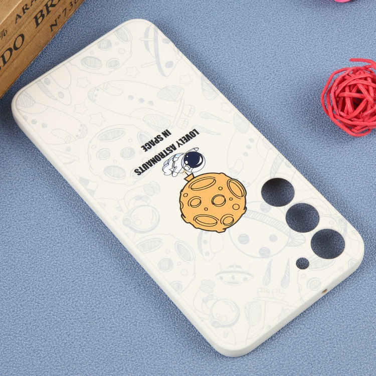 For Samsung Galaxy A03s EU Astronaut Pattern Silicone Straight Edge Phone Case(Lovely Astronaut-White) - free shipping - PMC TechLife - Order now!